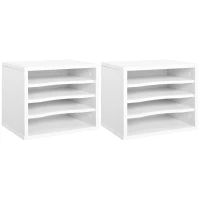 Vinsetto Lot de 2 organiseurs bureau bois blanc avec couches fournitures support d'imprimante dim. 35,5L x 25l x 28,6H cm(m-12)