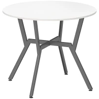 HOMCOM Dining Table, Round Kitchen Table with Black Legs for Living Room, Dining Room 90 x 76 cm, High Gloss White(m-1)
