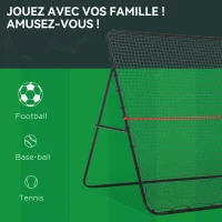 SPORTNOW Filet de rebond de football pliable rebondisseur pour entraînement football multisports angle réglable, noir(m-4)