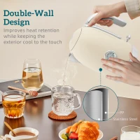 HOMCOM Retro Toaster and Kettle Set - Cream(m-5)