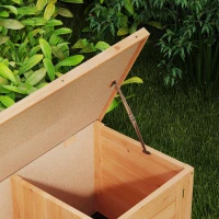 PawHut Conigliera in Legno da Esterno con Tetto in Asfalto, Casetta, Vassoi e Mangiatoia, 112x50x54 cm, Giallo(m-9)