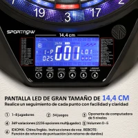 SPORTNOW Diana Electrónica con 6 Dardos y 24 Puntas Blandas Pantalla LED 34 Juegos y 2235 Programas 60,5x45,5x3,6 cm Multicolor(m-5)