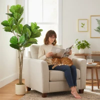HOMCOM 150cm Artificial Ficus Tree - Green(m-2)
