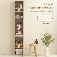 HOMCOM 6-Tier Tall Bathroom Cabinet - Natural(m-5)