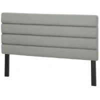 HOMCOM Cabecero de Cama 140 cm Tapizado en Lino Altura Ajustable de 3 Niveles 106/116/126 cm Montado a la Pared Gris(m-11)