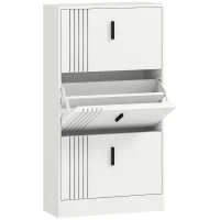 HOMCOM Meuble à chaussures armoire à chaussures à 3 abattants 18 paires grande capacité en bois 63 x 24 x 117 cm blanc(m-12)