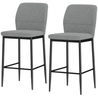 HOMCOM Set de 2 Taburetes Altos con Tapizado Aterciopelado y Patas de Acero para Cocina Comedor Barra 41x52x97 cm Gris(m-11)