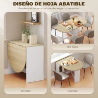 HOMCOM Mesa de Cocina Plegable con Alas Abatibles Mesa de Cocina Plegable de Forma Ovalada Estilo Moderno 163x80x75 cm Natural(m-4)