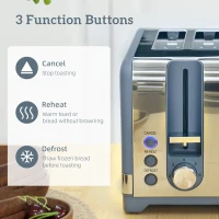 HOMCOM Sleek Textured Kettle and Four-Slice Toaster Set - Blue(m-7)