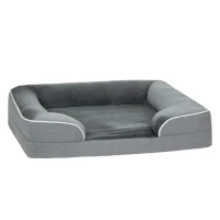 PawHut Dog Sofa Bed, Washable Pet Bed with Removable Cover and Non-Slip Bottom for Cats and Small Dogs, Grey(m-1)