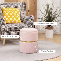 HOMCOM Velvet-Feel Storage Ottoman - Pink(m-5)