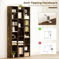 HOMCOM 21-Compartment Bookshelf - Brown(m-6)