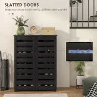 HOMCOM Narrow Shoe Cabinet for Entryway, 5-Tier Slim Shoe Storage Cabinet with 2 Slatted Doors and Adjustable Shelves(m-5)