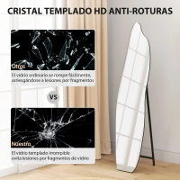 HOMCOM Espejo de Pie Cuerpo Entero sin Marco Espejo de Pie Forma Irregular con Soporte 40x4x160 cm Negro y Plata(m-7)