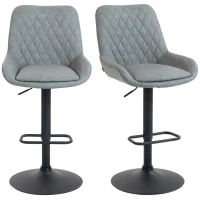 HOMCOM Set of Two Faux Leather Retro Bar Stools - Light Grey(m-10)