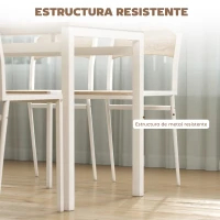 HOMCOM Juego de Mesa y 4 Sillas de Comedor Estilo Moderno Marco Metálico para Espacios Pequeños Blanco(m-7)