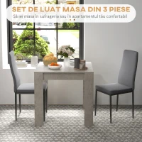 HOMCOM Set da Pranzo 3 Pezzi con Tavolo da Cucina 80x80x76 cm e 2 Sedie Moderne 41x50x97 cm, Grigio(m-4)