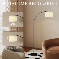 HOMCOM Lampada da Terra LED Regolabile con Telecomando, 11 Temperature e 11 Luminosità, Timer 1H, Girevole, Nero(m-8)