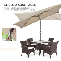 Outsunny Sombrilla de Aluminio 200x300x253 cm Parasol Rectangular de Jardín Inclinable con Manivela y Poste Desmontable Caqui(m-4)