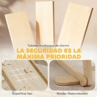 AIYAPLAY 6 en 1 Triángulo de Escalada Montessori con Plataforma y Anillos Estructura de Escalada de Madera con Tobogán Natural(m-5)