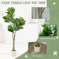 HOMCOM 150cm Artificial Ficus Tree - Green(m-4)
