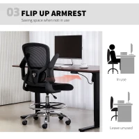 HOMCOM Draughtsman Chair, with Adjustable Lumbar - Black(m-6)