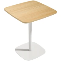 HOMCOM Small Dining Table, 60 cm Square Kitchen Table with Wood-veneer Top and Steel Base - Natural Wood Finish(m-1)