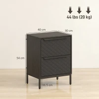 HOMCOM Chest of Drawers, Dresser with 2 Fabric Drawers and Aluminium Handles - Black(m-3)