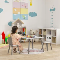 ZONEKIZ Ensemble table et chaises pour enfants, table pour enfant avec 2 chaises, motif animaux pour chambre à coucher gris(m-2)