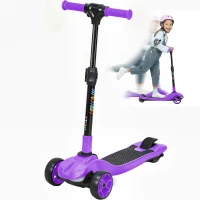 AIYAPLAY Three-Wheel Foldable Electric Scooter for Kids Aged 6-10 Years, Purple(m-10)