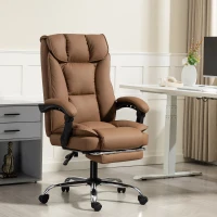 HOMCOM 155° Reclining Faux Leather Swivel Office Chair - Brown(m-9)
