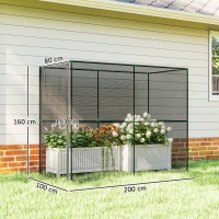 Outsunny Fruit Cage Bird Netting, Brassica Cage Plant Protection Tent with Zipped Door, Anti Bird, Insects, Small Animals, Black(m-3)