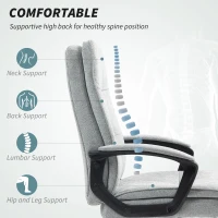 HOMCOM Linen-Look Double-Padded Office Chair - Grey(m-4)