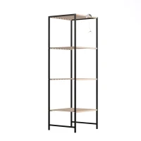 HOMCOM Estante de chão para banheiro em bambu e aço, com 4 prateleiras, estante de 4 andares, 36,5 x 33 x 110 cm, Madeira natural(m-1)