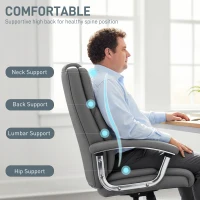HOMCOM Big and Tall Office Chair 180kg with Spring Cushion, PU Leather - Grey(m-5)