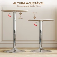 HOMCOM Mesa de Bar com Altura Ajustável Giratória 360° com Base Redonda Mesa Alta Moderna para Cozinha Ø60x67-93 cm Madeira(m-4)