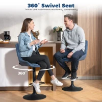 HOMCOM Set of Two Faux Leather Retro Bar Stools - Dark Blue(m-5)