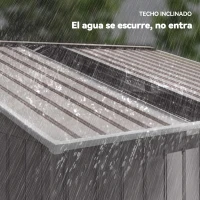 Outsunny Cobertizo de Jardín 4,9 m² 277x195x192 cm con 2 Puertas Correderas Techo de Fibra de Vidrio y 4 Ventanas Gris Claro(m-7)