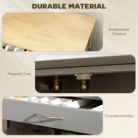 HOMCOM Modern Kitchen Trolley, Rolling Island Storage Cart with Drawer, 9-bottle Wine Rack, Door Cabinets, Wooden Countertop, Grey(m-6)