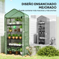 Outsunny Invernadero Resistente de 5 Niveles con 1 Puerta con Cremallera Anti-UV Diseño Ensanchado y Estantes 90x49x193 cm Verde(m-4)