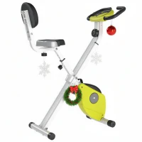 HOMCOM Folding Exercise Bike, Fitness Bicycle Indoor Trainer, 8-Level Magnetic Resistance Adjustable, with LCD Monitor, Pulse Sensor, Yellow(m-10)