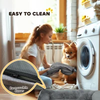 PawHut Dog Sofa Bed, Washable Pet Bed with Removable Cover and Non-Slip Bottom for Cats and Small Dogs, Grey(m-7)