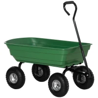 Outsunny Chariot de Jardin 100L Charge 250 kg, 4 Roues pneumatiques Remorque à Main pour Extérieur 108 x 52 x 100 cm Acier vert(m-12)