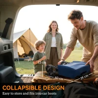 Outsunny 41L Festival Trolley on Wheels, Compact Garden Folding Trolley Cart, 60kg Heavy Duty Collapsible Foldable Wagon with Adjustable Handle and Carrying Bag for Beach, Camping, Festival, Blue(m-6)