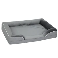 PawHut Dog Sofa Bed, Washable Pet Bed with Removable Cover and Non-Slip Bottom for Cats, Small and Medium Dogs, Grey(m-1)