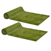Outsunny Lot de 2 gazons synthétiques artificiels Moquette extérieure dim. 4L x 1l m Herbes Hautes denses 3 cm Vert(m-11)