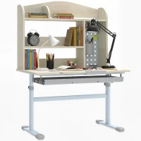 AIYAPLAY Kids Desk Height Adjustable with Tilt-Desktop, Hutch, Drawer, Storage Shelf, Pegboard, for 3-12 Years Old, Natural(m-10)