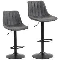 HOMCOM Set of 2 Leathaire Tub Bar Stools -  Charcoal Grey(m-1)