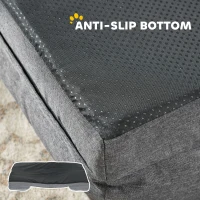PawHut Dog Sofa Bed, Washable Pet Bed with Removable Cover and Non-Slip Bottom for Small, Medium and Large Dogs, Grey(m-6)