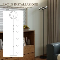HOMCOM Lampada da Terra Dimmerabile 2700K-6000K con Telecomando e Doppia Testa Girevole a 350°, Nero(m-7)